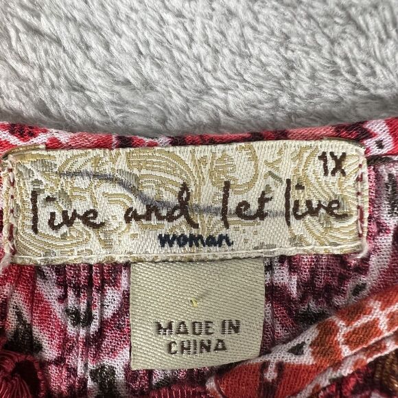 Live & Let Live Woman’s‎ Plus Size 1X Tunic Boho Artsy Top  Beads Bell Sleeves - Picture 2 of 10